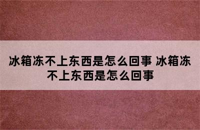 冰箱冻不上东西是怎么回事 冰箱冻不上东西是怎么回事